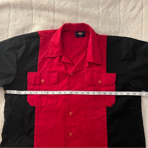 Dickies red & black retro collared button-up - men’s large - Picture 4 of 6